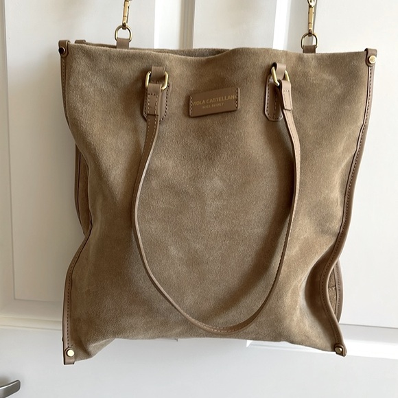 Slouchy Tan Suede Tote Bag made in Italy - Picture 1 of 9